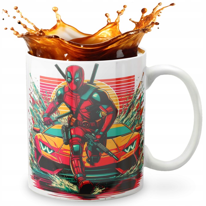 Керамична чаша World Case 330 ml, дизайн Dead Pool, персонализирана с име