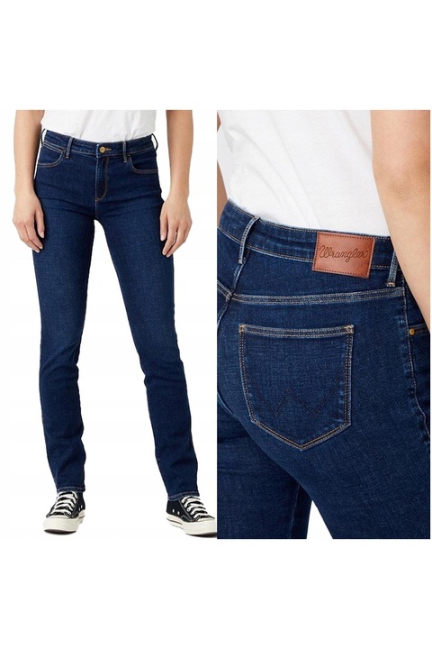 Blugi dama, Wrangler, Body Bespoke, 43095-85, Bumbac, Lungi, Regular fit, Denim, W26-L32 US, Albastru