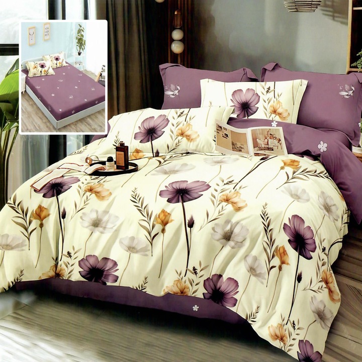 Finet dupla ágynemű gazdaságos csomag 6 db matrachuzattal + 2 steppelt párna 50x70 cm + paplan 200x215 cm tavaszi ősz HF6P300