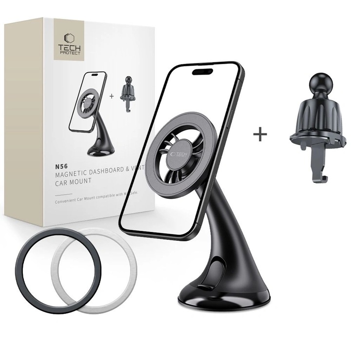 Suport auto Tech-Protect N56, MagSafe, rotativ 360°