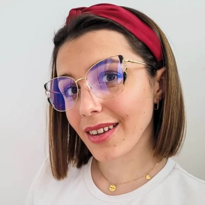 Ochelari de vedere dama, stylion, cu filtru de lumina albastra, aurii, set cu etui si laveta