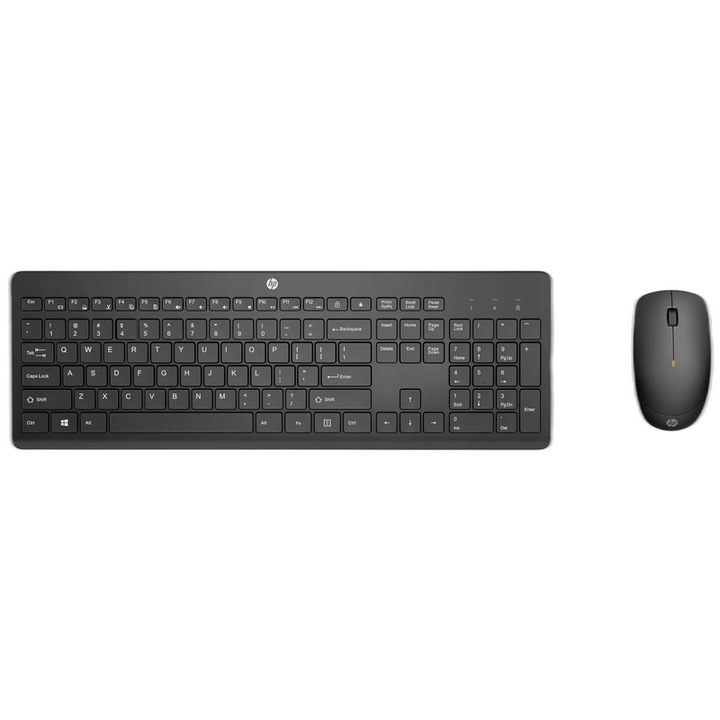 Set Mouse Și Tastatură Wireless, Hewlett-Packard 235 1Y4D0Ut, Wireless 10 m, Alimentare: Baterie, Tastatură: Membrană, Interfata: RF Wireless, 63,3 x 115 x 36,2 mm (Mouse), 440 x 146,2 x 27,6 mm (Tastatură), Negru