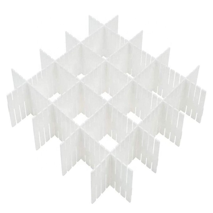 Organizator sertar, 5 buc., plastic, alb