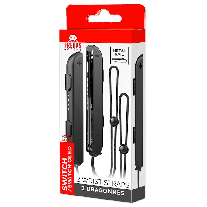 Accesorii consola, Freaks And Geeks, set curele Joy-Con, negru, 12x19x3cm