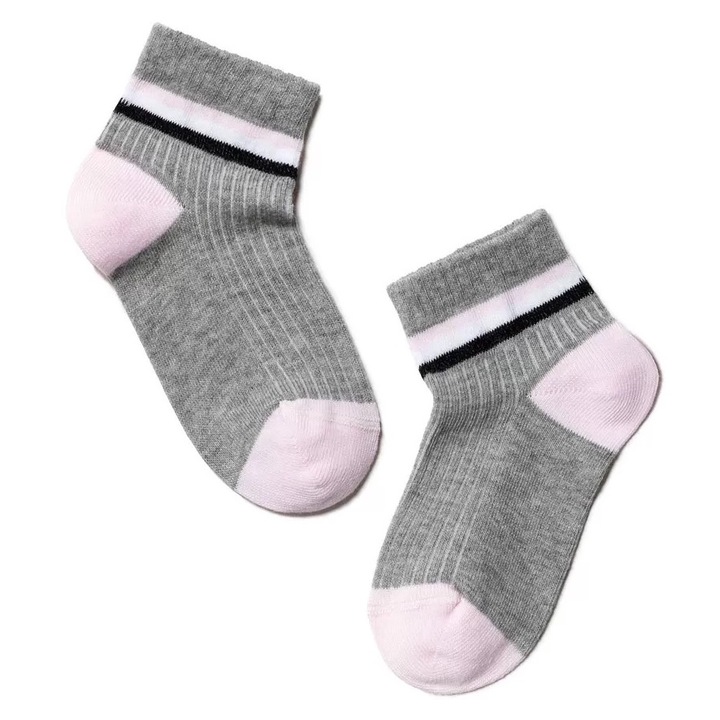 Sosete sport scurte pentru copii, din bumbac, Conte Kids Active 503, Gri