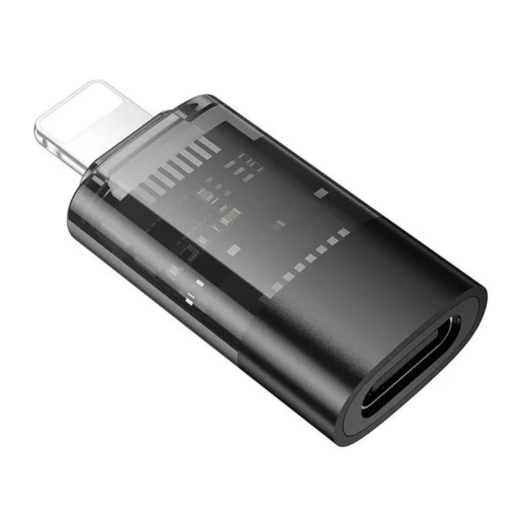 Adaptor: Hoco UA36A - Lightning / Type-C (USB-C) - Adaptor OTG, transparent/negru