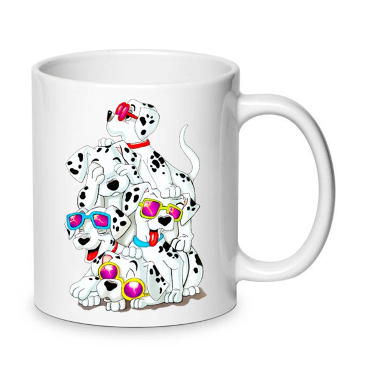 Cana ceramica 101 Dalmatians 330ml, design in forma de inima, alba
