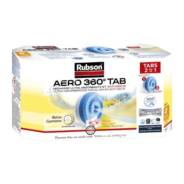 Set 4 rezerve pentru absorbant umiditate Rubson Aero 360, 4x450gr