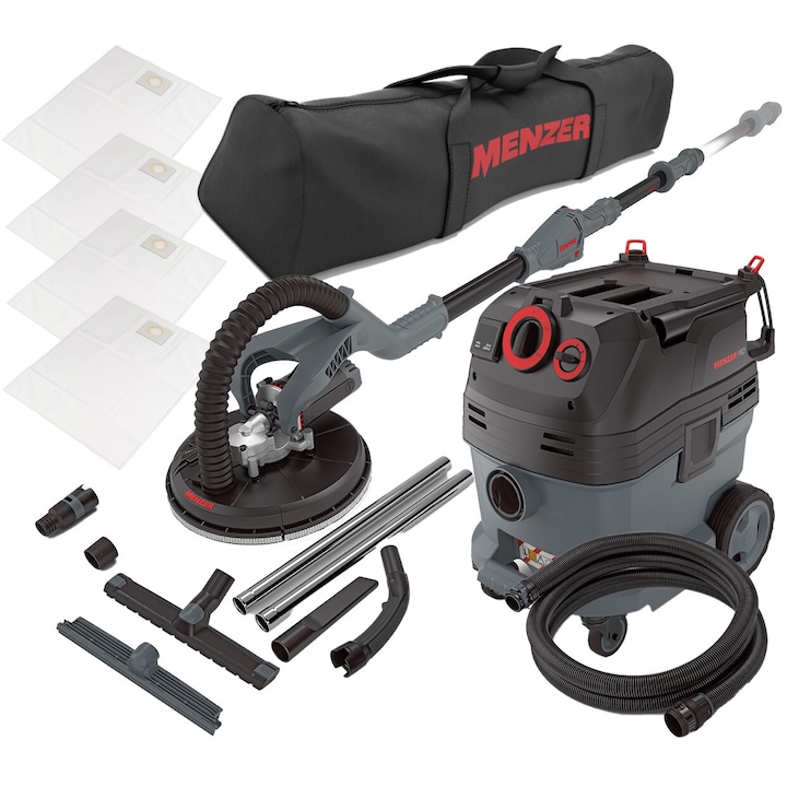 MENZER LHS 225 Vario gipszkarton csiszoló készlet VCL 530 PRO porszívóval, 710 W, 30 l, 1,55-1,95 m, többszínű