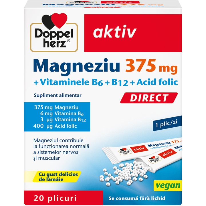 Magneziu 375mg Direct, Doppelherz Aktiv, 20 plicuri