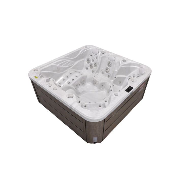 Jacuzzi de exterior SPA Visoli® 6ASuprateran, Argintiu, Fatada PVC, Capacitate: 6 persoane