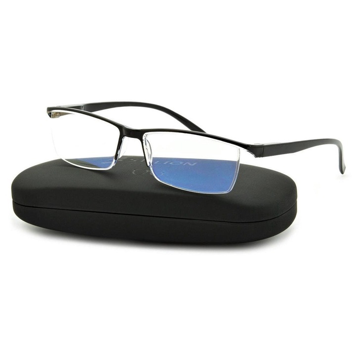 Ochelari de vedere unisex ST313, +2.00, cu filtru de lumina albastra, negru, 55-14-140