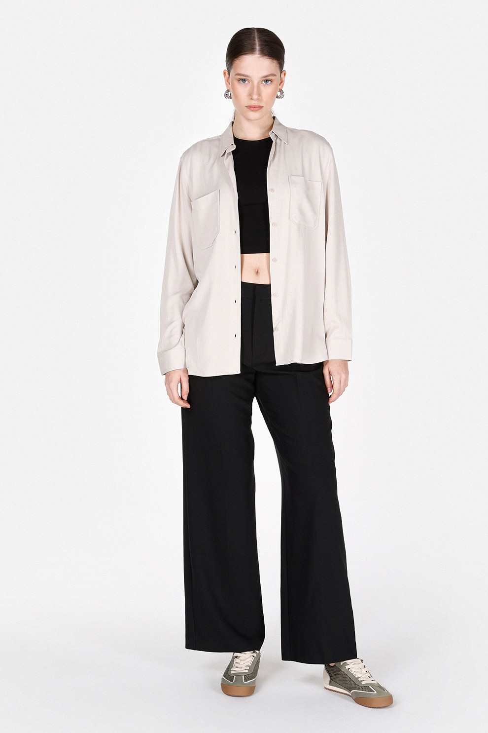 COLIN'S, Camasa uni cu buzunare pe piept, Crem, XS