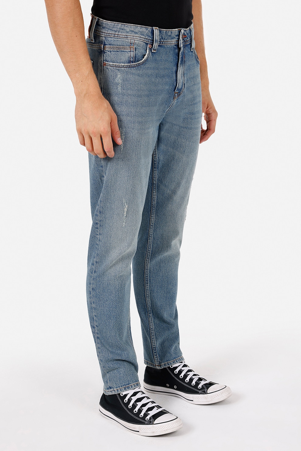 COLIN'S, Blugi conici cu aspect deteriorat, Albastru deschis, W30-L32