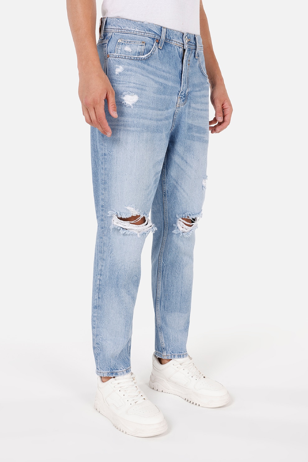 COLIN'S, Blugi drepti cu talie medie si decupaje, Albastru pastel, W30-L30