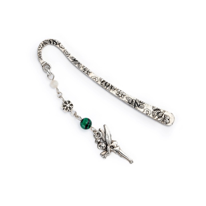 Semn de carte cu zana, Dar cu dor, elemente metalice argintii si margele semipretioase