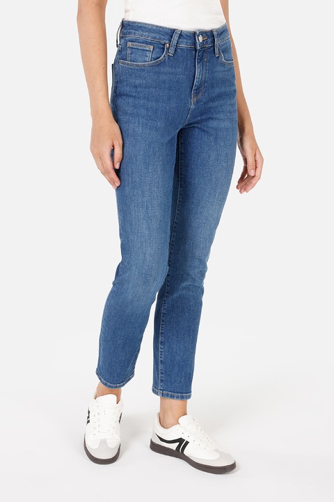 COLIN'S, Blugi crop slim fit, Albastru prafuit