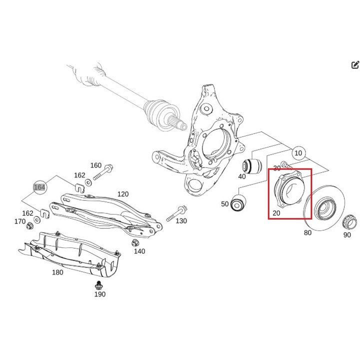 Mercedes C-CLASS W205 hátsó kerékcsapágy, eredeti csapágy