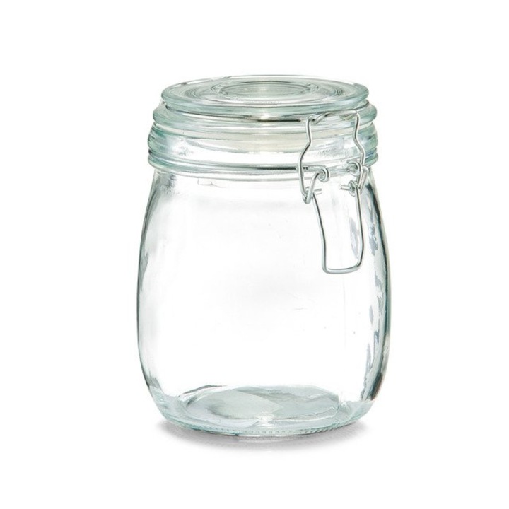 Borcan cu capac pentru alimente Zeller, Sticla, 750 ml, Transparent