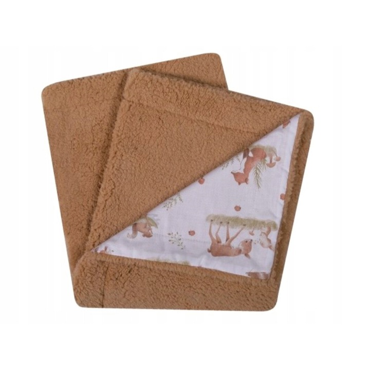 UVIE Teddy babatakaró, 87x77 cm, barna és ekrü színű, 100% poliészter anyagból