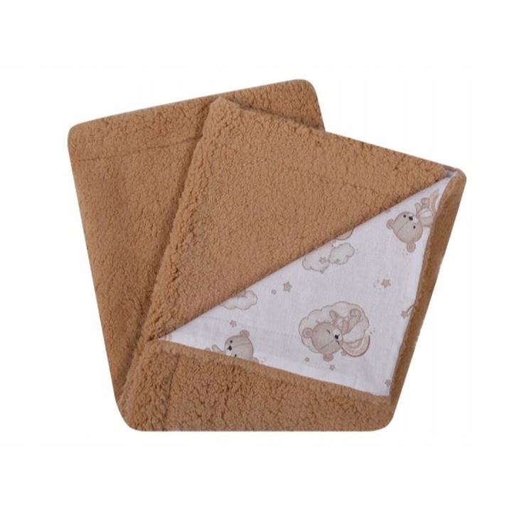 UVIE Teddy babatakaró, 87x77 cm, barna és ekrü színű, 100% poliészter anyagból