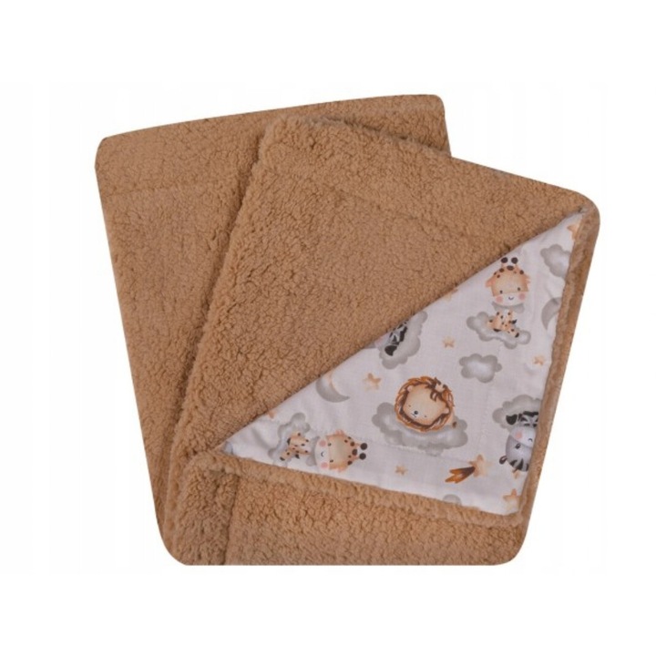 UVIE Teddy babatakaró, 87x77 cm, barna és ekrü színű, 100% poliészter anyagból