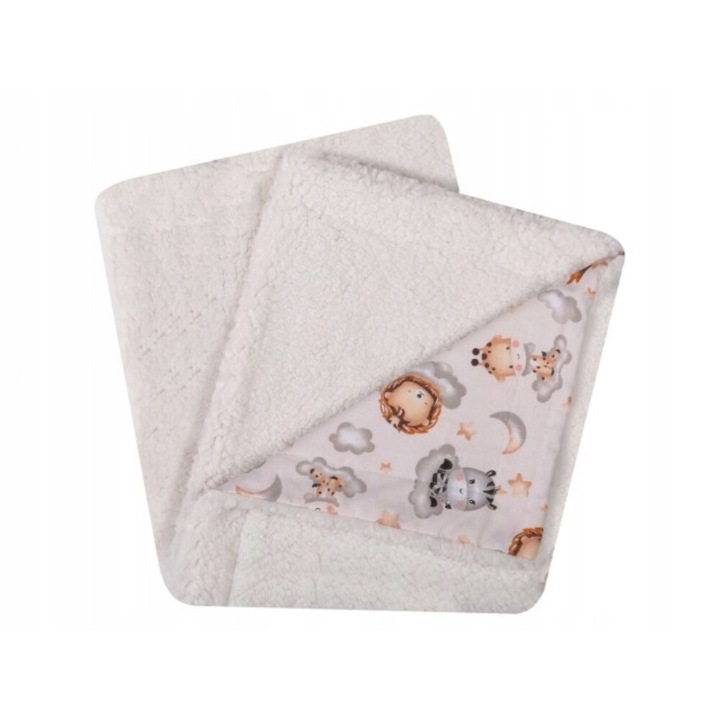 UVIE Teddy babatakaró, 87x77 cm, ekrü, 100% poliészter anyag, biztonságos az érzékeny bőr számára.