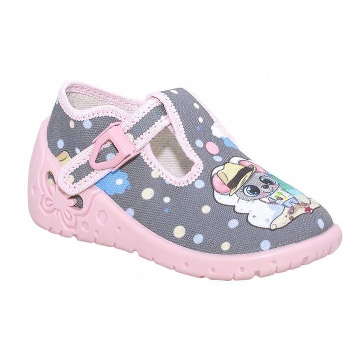 Пантофи за момиче, Zetpol, Памук, Сив