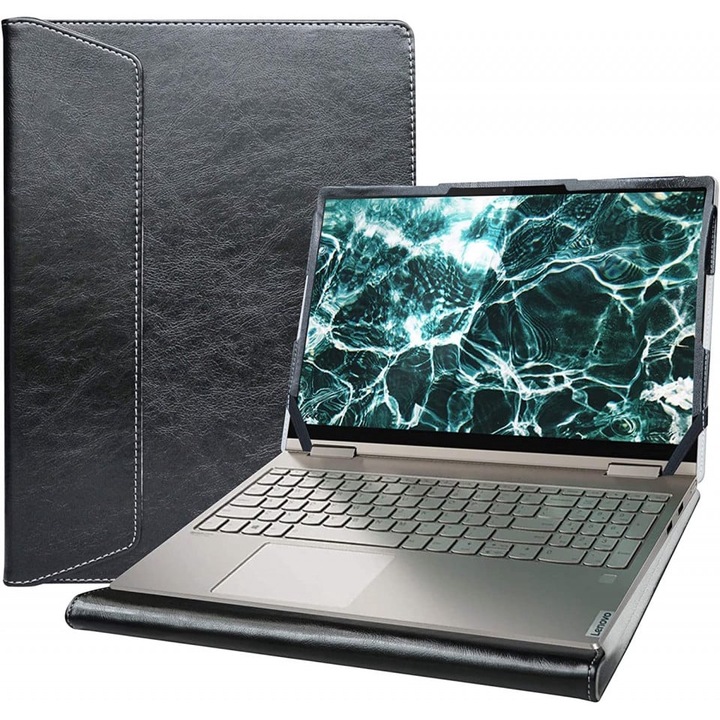Husa de protectie pentru laptop Alapmk, pentru lenovo yoga C15 C6 C740-740IML de 15, piele PU, negru
