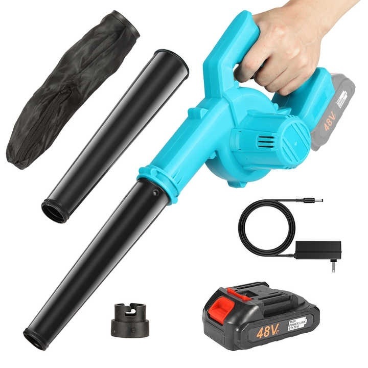 Suflanta usoara cu acumulator, pentru praf, murdarie, zapada, animal de companie, masina, putere 120W, fara fir, negru/albastru