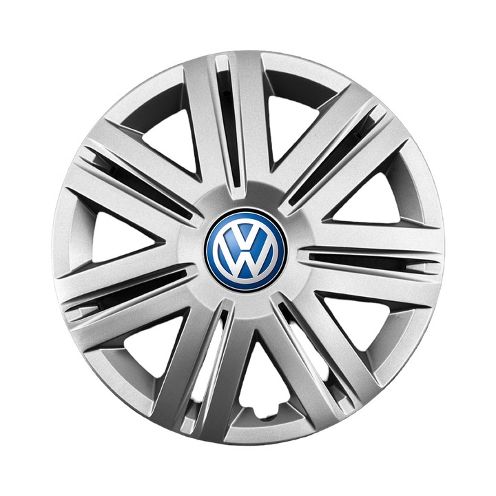 Set 4 Capace Roti R14 AutoSSF ®, Potrivite Jantelor de 14 inch, pentru VW, Model 203, Sigla Albastra
