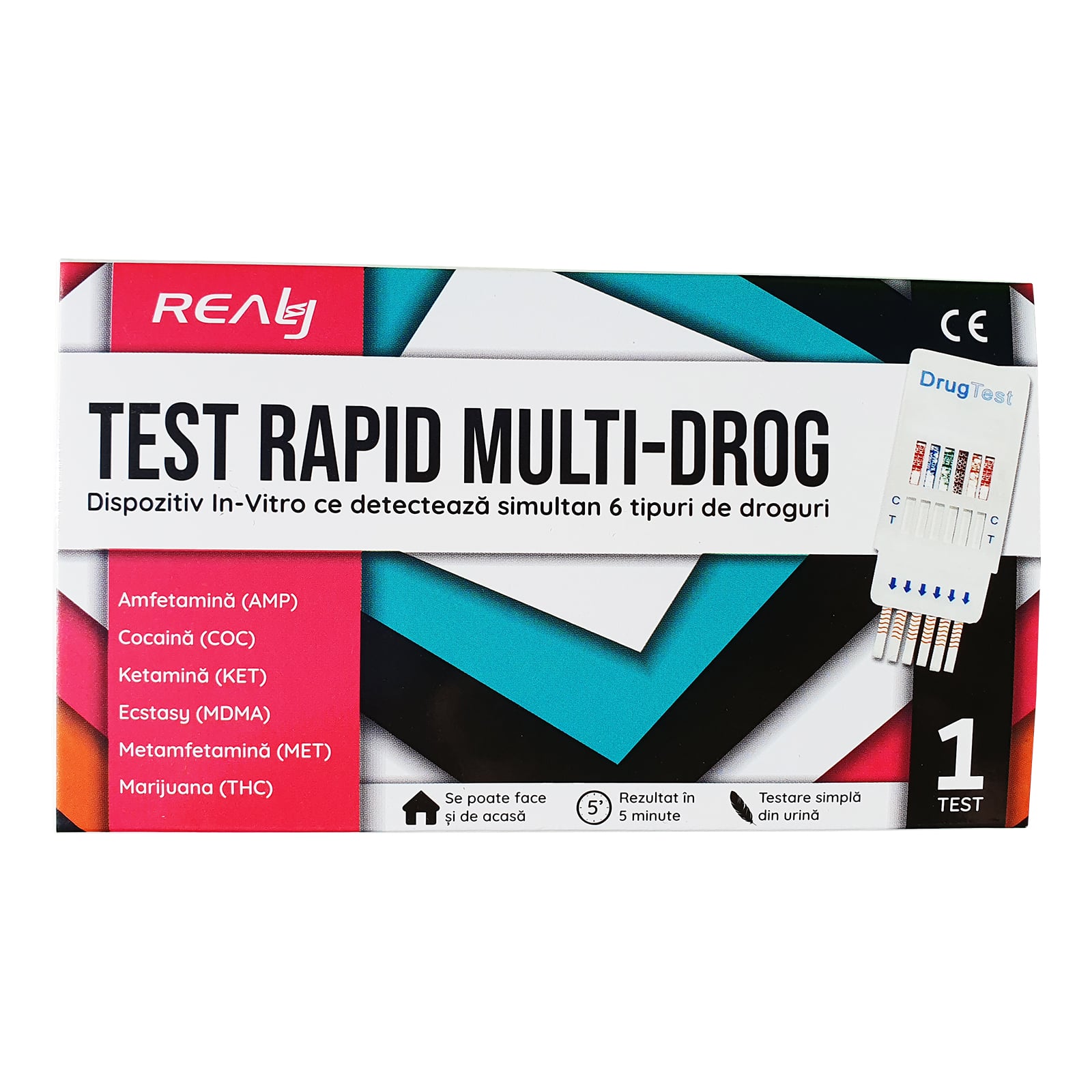 Test Rapid MultiDrog, Detecteaza 6 Droguri, Realy Tech - eMAG.ro