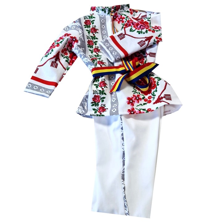 Set 2 piese, MCF, costum popular traditional Moldova, bumbac, 3-4 ani