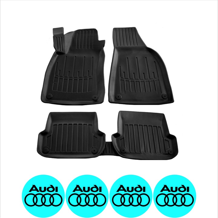 Set covorase auto Audi A4 (B6) (2000-2004) dedicate, si 4 stickere rotunde autoadezive de 6 cm Audi