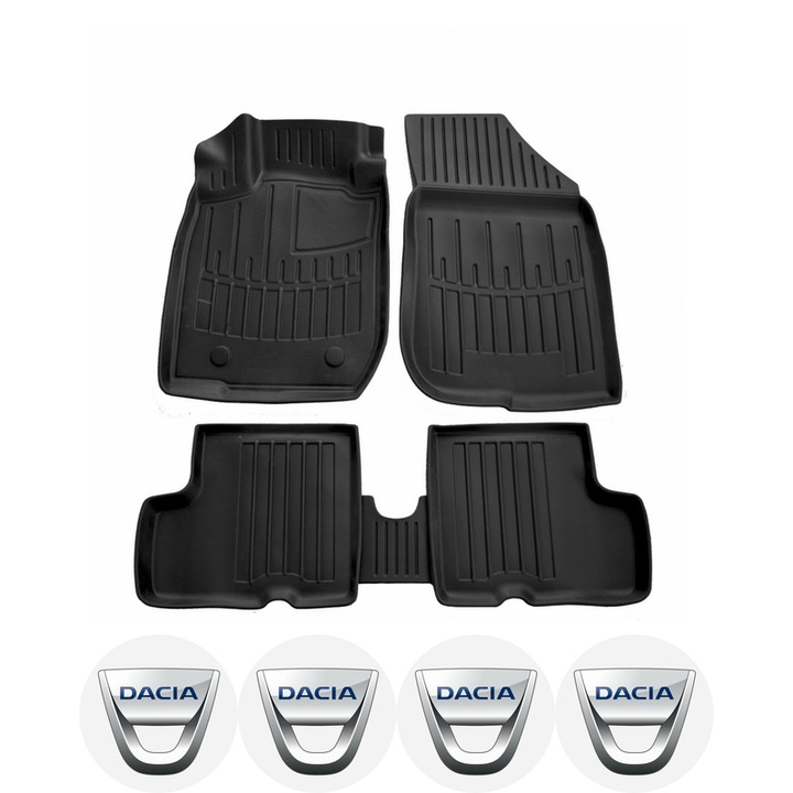 Set covorase auto Dacia Duster 2Wd (2010-2015) dedicate, si 4 stickere rotunde autoadezive de 6 cm Dacia