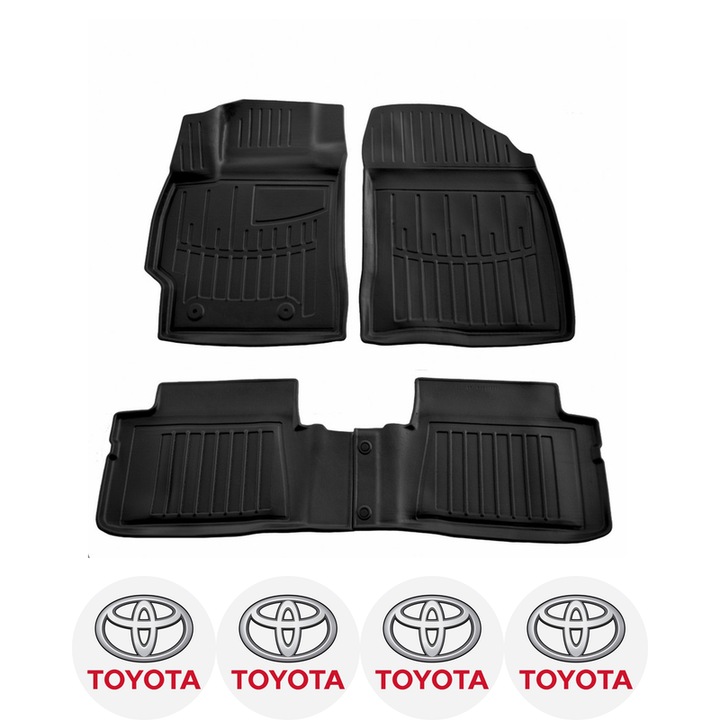 Set covorase auto Toyota Auris (E150) (2007-2012) dedicate, si 4 stickere rotunde autoadezive de 6 cm Toyota