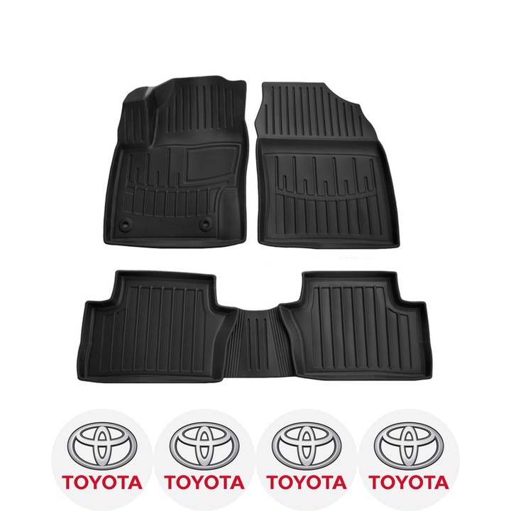 Set covorase auto Toyota C-Hr Ev (2019-) dedicate, si 4 stickere rotunde autoadezive de 6 cm Toyota