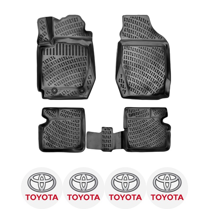 Set covorase auto Toyota Corolla IX (E120. E130) 2000-2006 dedicate, si 4 stickere rotunde autoadezive de 6 cm Toyota