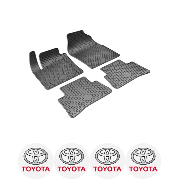 Set covorase auto Toyota C-Hr (inclusiv Hybrid) (2017-) dedicate, si 4 stickere rotunde autoadezive de 6 cm Toyota