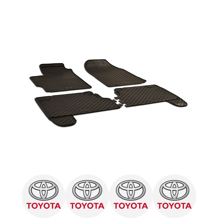 Set covorase auto Toyota Yaris (2006-2010).(2011-2020) (EXCeptie Hybrid) dedicate, si 4 stickere rotunde autoadezive de 6 cm Toyota