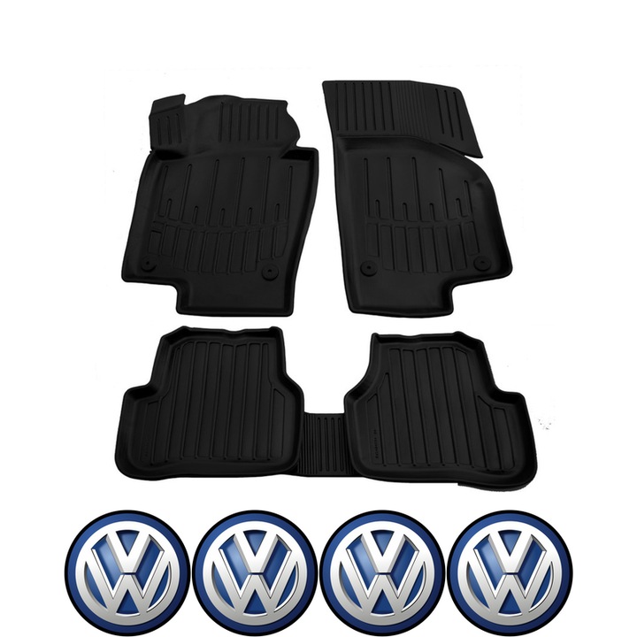 Set covorase auto Volkswagen Passat B6 (2005-2010) dedicate, si 4 stickere rotunde autoadezive de 6 cm Volkswagen