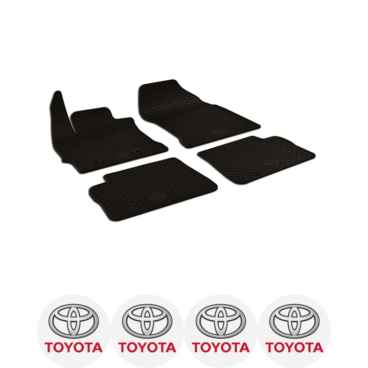Set covorase auto Toyota Auris (2013-2018), Corolla (2014-2018) dedicate, si 4 stickere rotunde autoadezive de 6 cm Toyota
