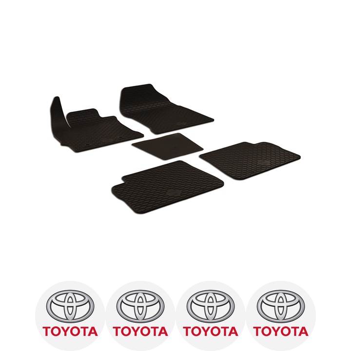 Set covorase auto Toyota Auris (2013-2018) - 5 Pcs dedicate, si 4 stickere rotunde autoadezive de 6 cm Toyota