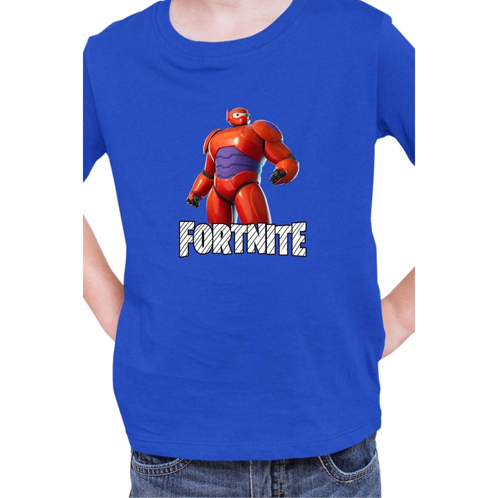 Детска тениска Fortnite Battle Royal Epic Game Tralala Skin Hero Baymax, Син