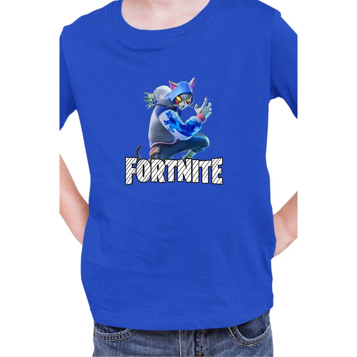 Детска тениска Fortnite Battle Royal Epic Game Tralala Skin Nyanja 02, Син