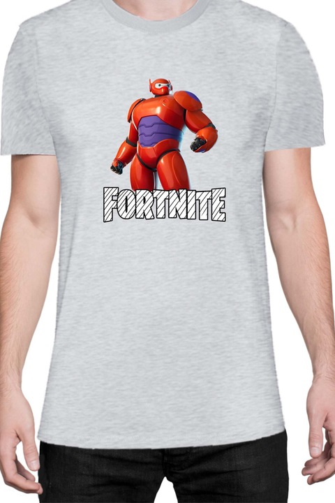 Мъжка тениска Fortnite Battle Royal Epic Game Tralala Skin Hero Baymax, Светлосив меланж