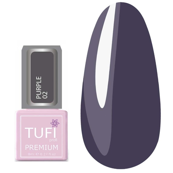 TUFI Profi PREMIUM Purple 02 Blueberry гел лак, силно пигментиран, гланцов, 8 ml