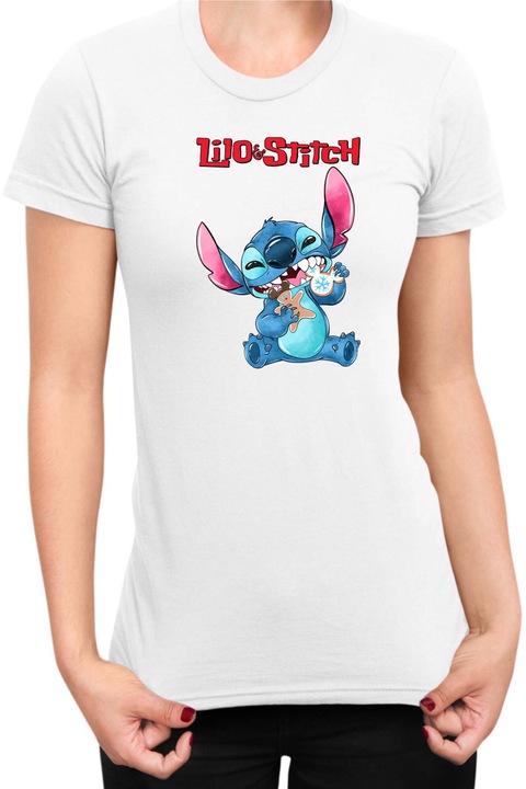 Дамска Тениска Lilo and Stitch Tralala Christmas Stitch 06, Бял