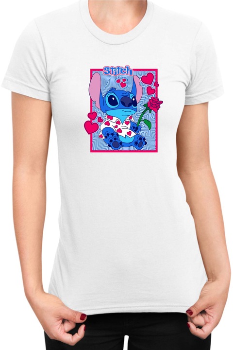 Дамска Тениска Lilo and Stitch Tralala Stitch Love 02, Бял