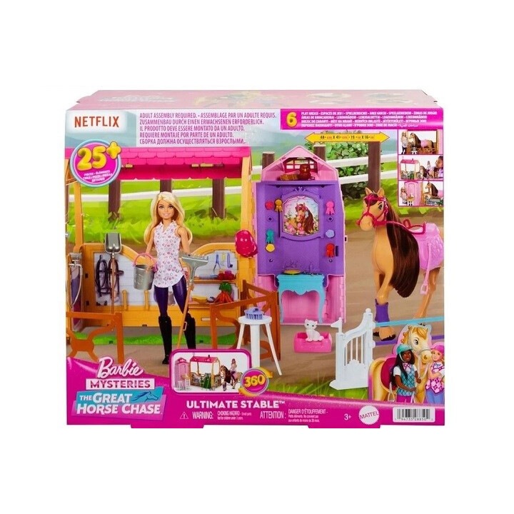 Set Barbie stana de cai cu papusa JDN43, Mattel, multicolor